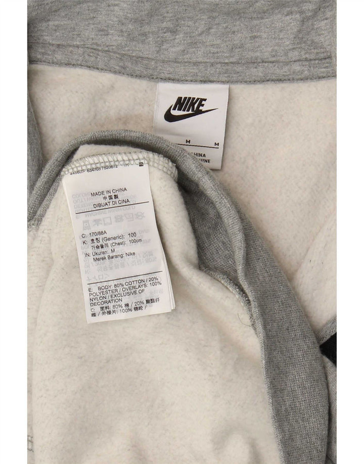 Nike Mens Zip Neck Sweatshirt Jumper Medium Grey Colourblock Cotton
