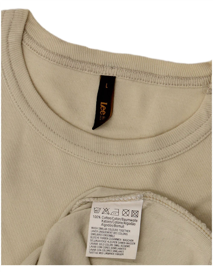 Lee Womens T-Shirt Top UK 14 Large Beige Cotton