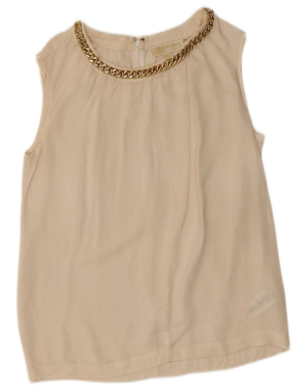 Michael Kors Womens Sleeveless Blouse Top UK 10 Small Off White Silk
