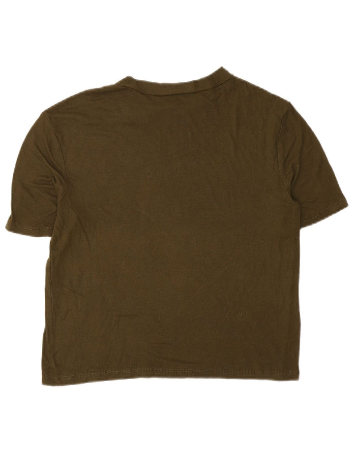 Zara Womens Crop T-Shirt Top UK 10 Small Khaki