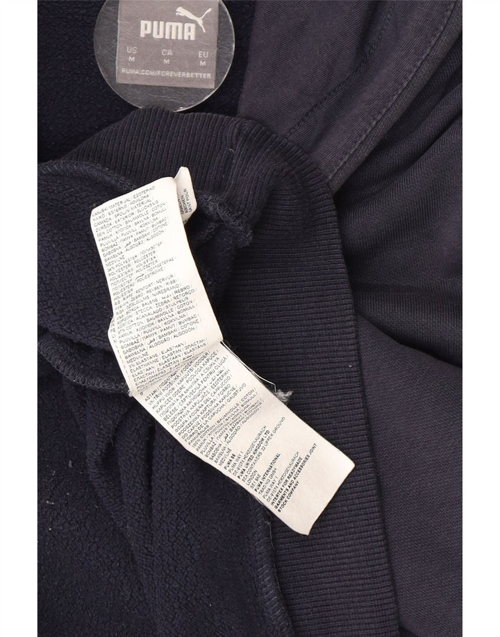Puma Mens Graphic Hoodie Jumper Medium Navy Blue Cotton