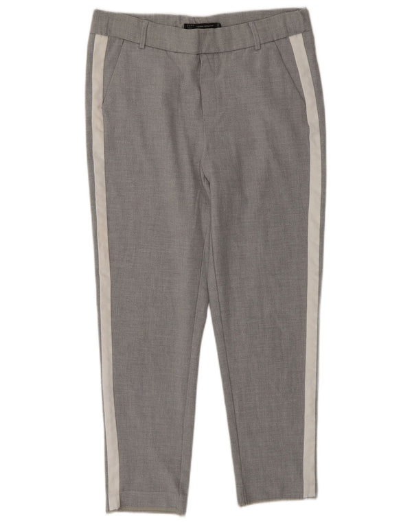 Zara Womens Slim Chino Trousers XS W24 L26 Grey Colourblock