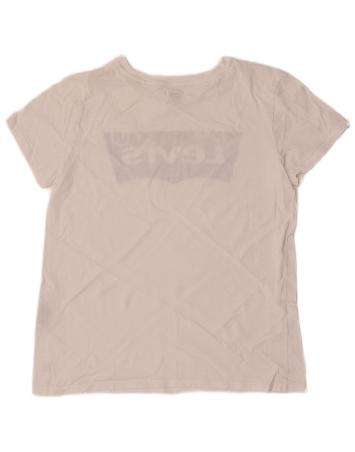 Levi's Womens Graphic T-Shirt Top UK 12 Medium White Cotton