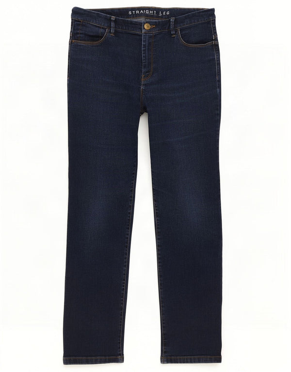 Marks & Spencer Womens Straight Jeans UK 14 Large W30 L28 Navy Blue Cotton