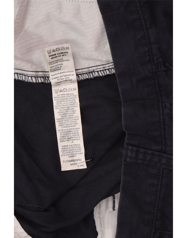Marks & Spencer Mens Chino Shorts W34 Large Navy Blue Cotton