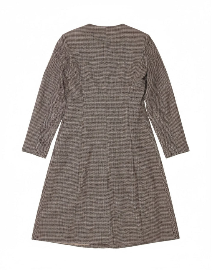 MIDINETTE Womens Double Breasted Coat UK 14 Medium Black Houndstooth