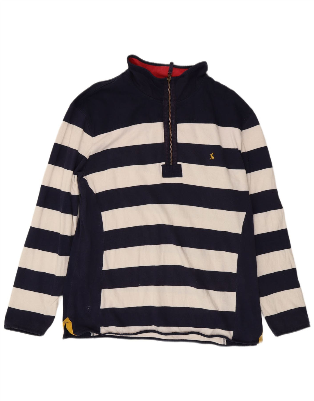 Joules Mens Zip Neck Sweatshirt Jumper 2XL Navy Blue Striped