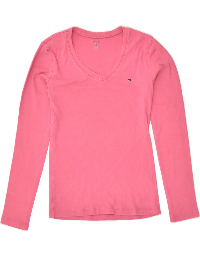 TOMMY HILFIGER Womens Top Long Sleeve UK 6 XS Pink Cotton | Vintage Tommy Hilfiger | Thrift | Second-Hand Tommy Hilfiger | Used Clothing | Messina Hembry 