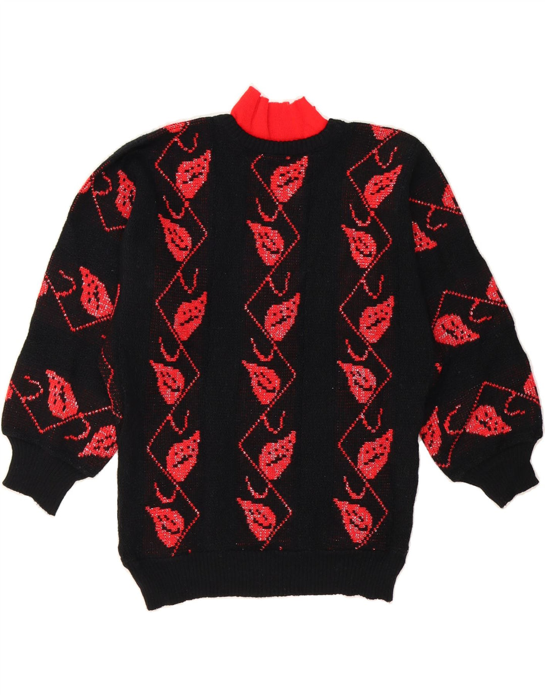 VINTAGE Womens Abstract Pattern Turtle Neck Jumper Sweater UK 18 XL Black Vintage Vintage and Second-Hand Vintage from Messina Hembry 