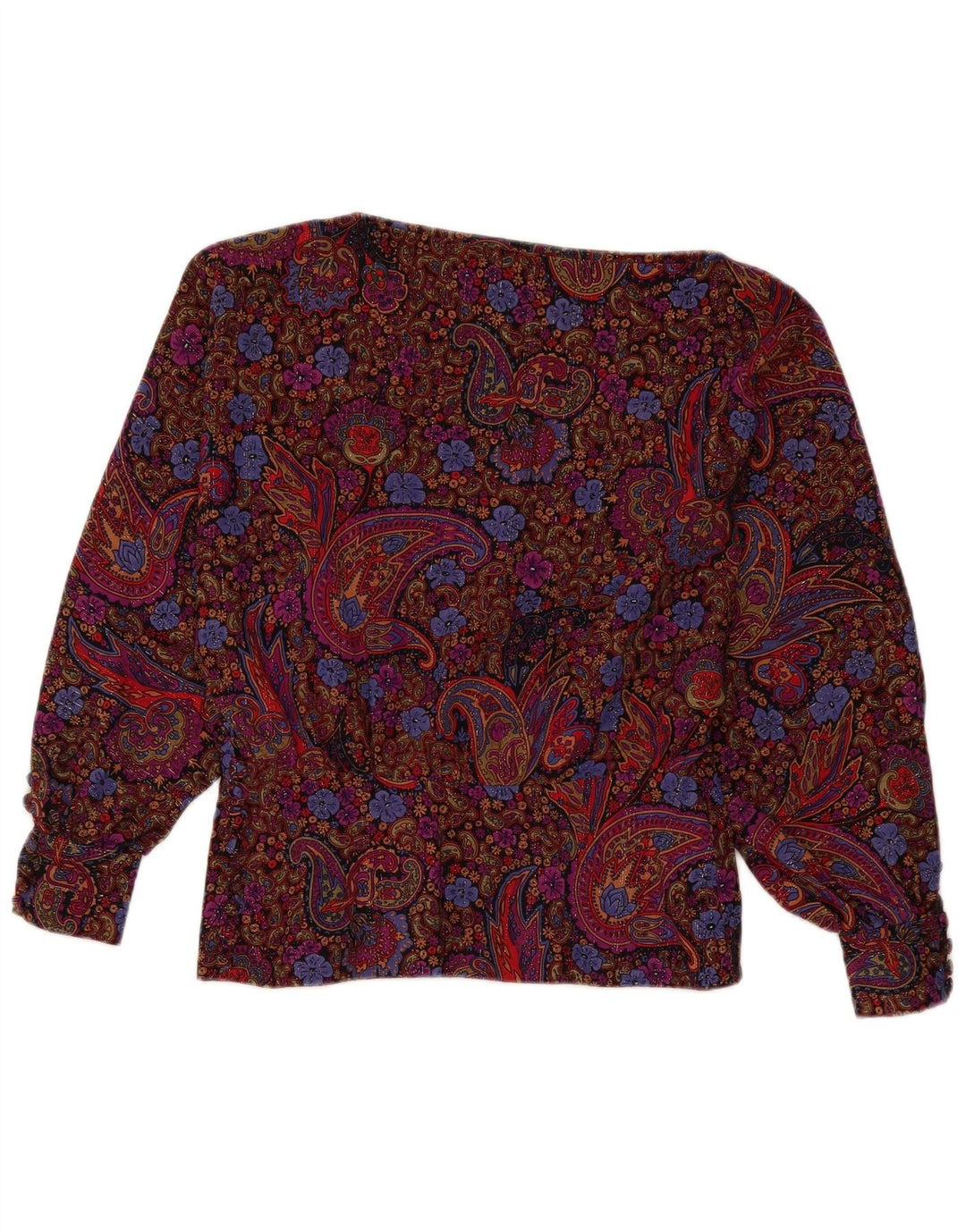 Vintage Womens Long Sleeve Blouse Top UK 12 Medium Multicoloured Paisley