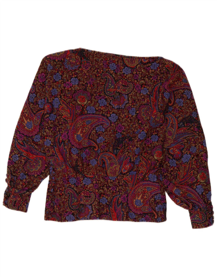 Vintage Womens Long Sleeve Blouse Top UK 12 Medium Multicoloured Paisley