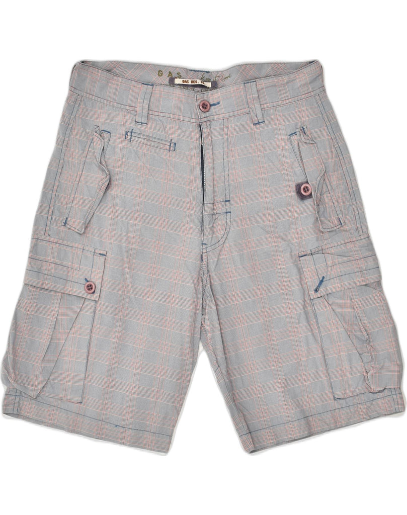 GAS Mens Cargo Shorts W31 Medium Grey Check Cotton | Vintage Gas | Thrift | Second-Hand Gas | Used Clothing | Messina Hembry 