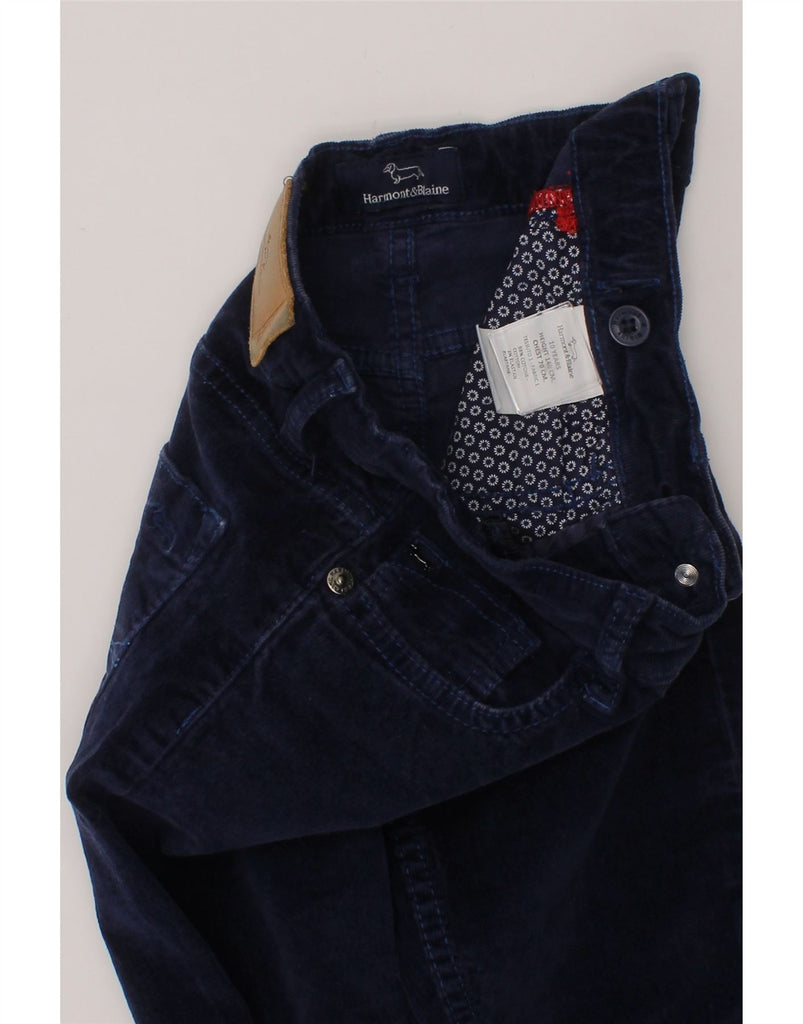 HARMONT & BLAINE Girls Slim Corduroy Trousers 9-10 Years W24 L24 Blue Vintage Harmont & Blaine and Second-Hand Harmont & Blaine from Messina Hembry 
