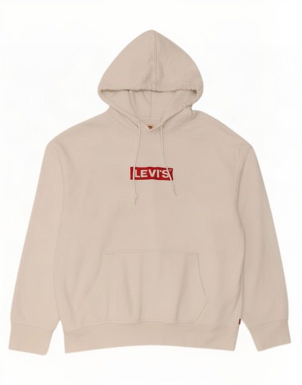 Levi's Mens Graphic Relaxed Fit Hoodie Jumper Large White Cotton