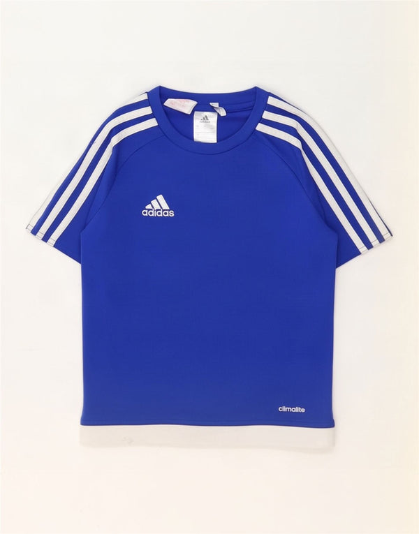 Adidas Boys Climalite T-Shirt Top 7-8 Years Blue Colourblock Polyester