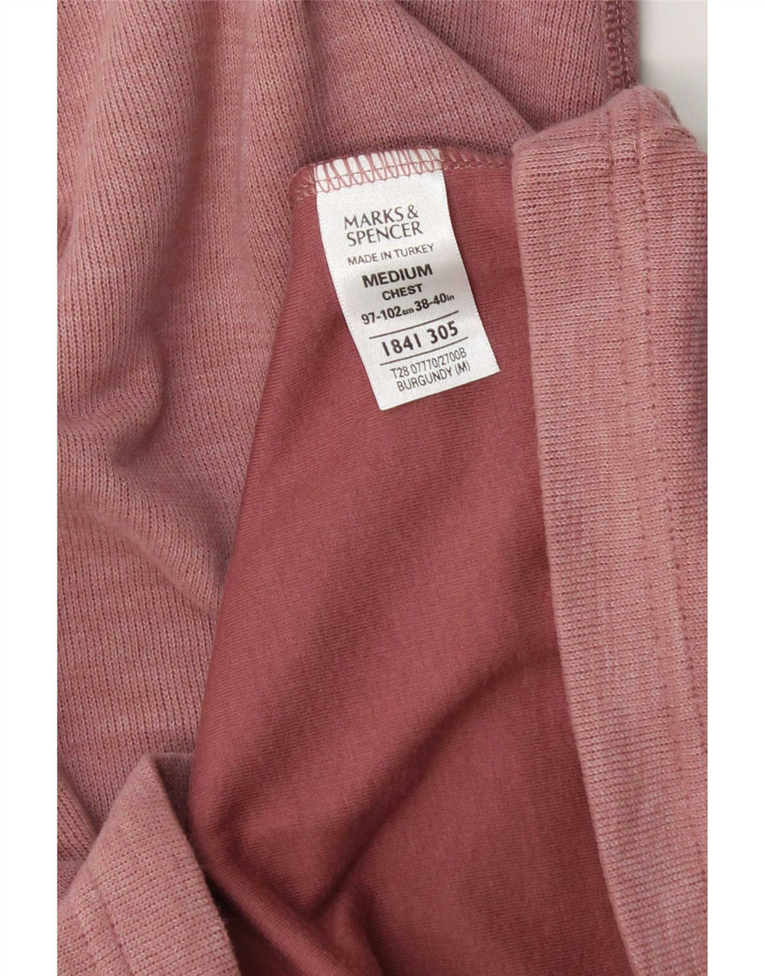 Marks & Spencer Mens Blue Harbour Top Long Sleeve Medium Burgundy Cotton