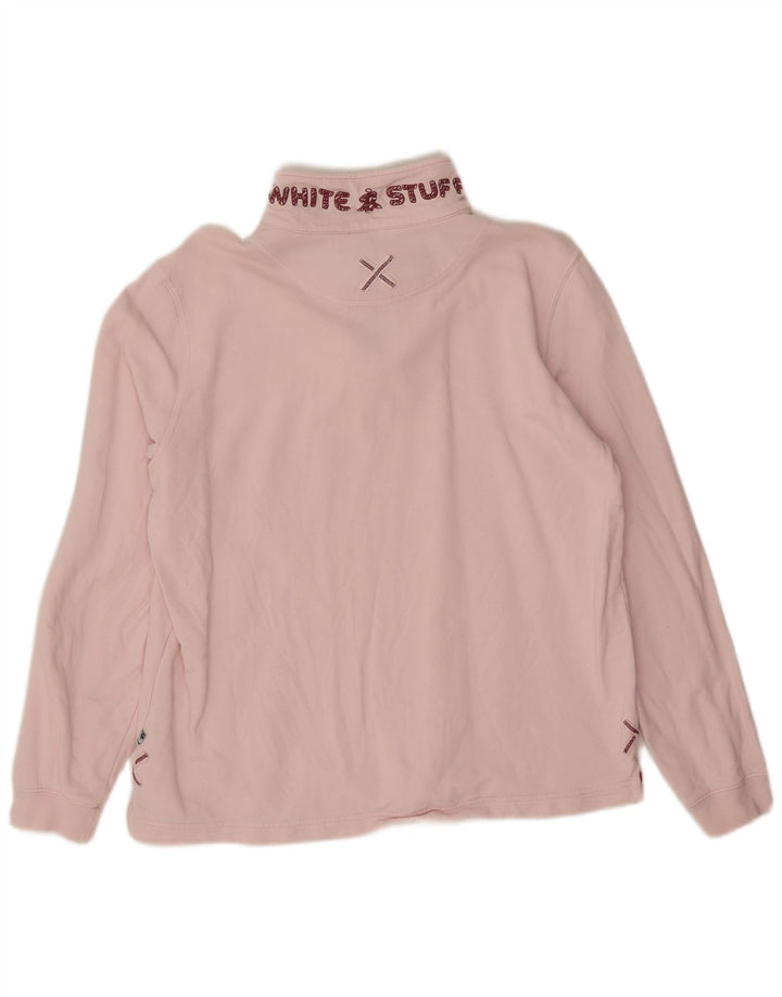 WHITE STUFF Womens Graphic Zip Neck Sweatshirt Jumper UK 12 Medium Pink