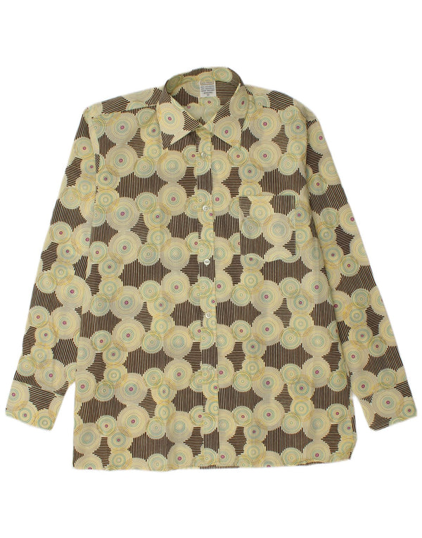 Don Carlos Mens Shirt Size 41 Medium Beige Geometric Polyester