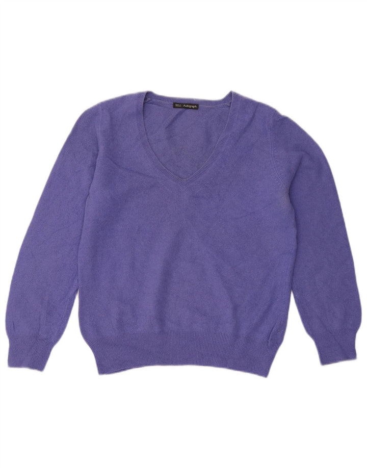 Marks & Spencer Womens Autograph V-Neck Jumper Sweater UK 12 Medium Purple