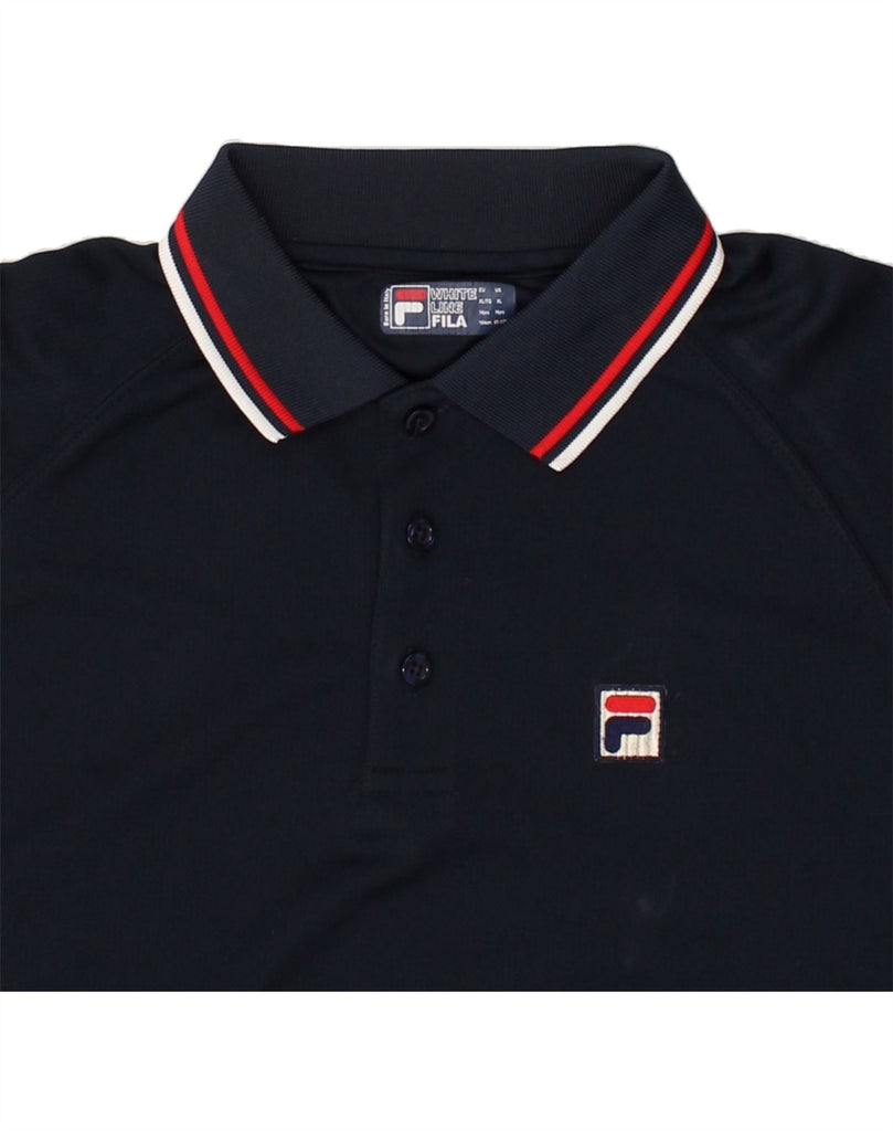 FILA Boys Graphic Polo Shirt 13-14 Years Navy Blue Polyester | Vintage Fila | Thrift | Second-Hand Fila | Used Clothing | Messina Hembry 