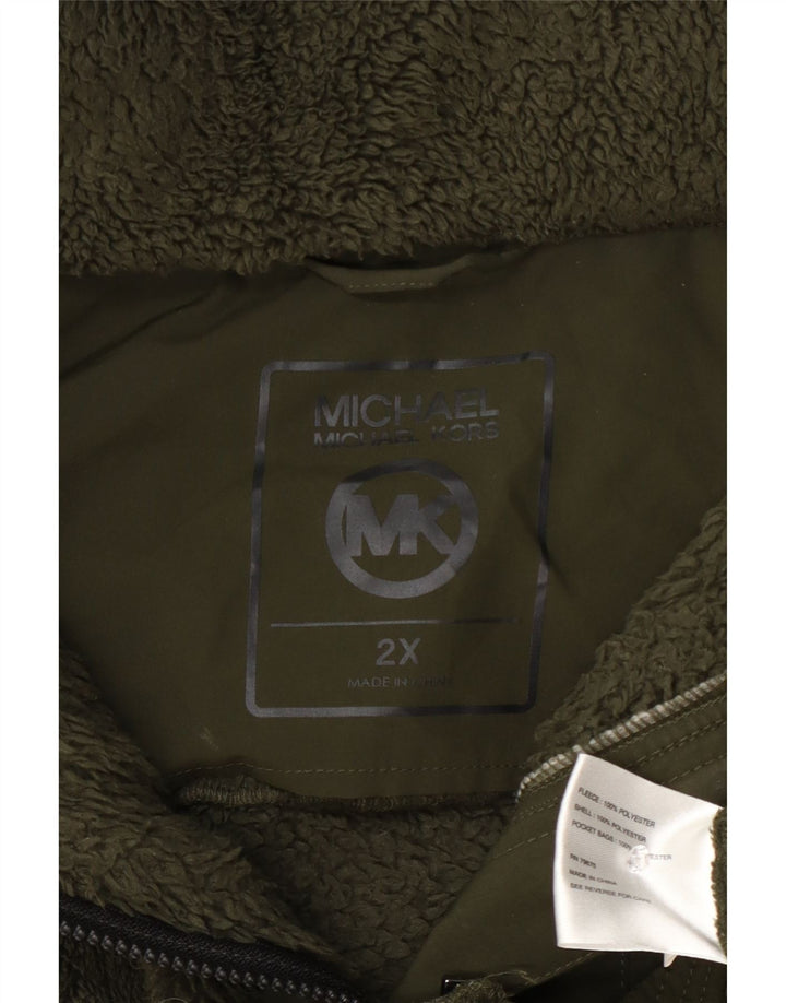 Michael Kors Womens Fleece Overcoat UK 20 2XL Green Polyester