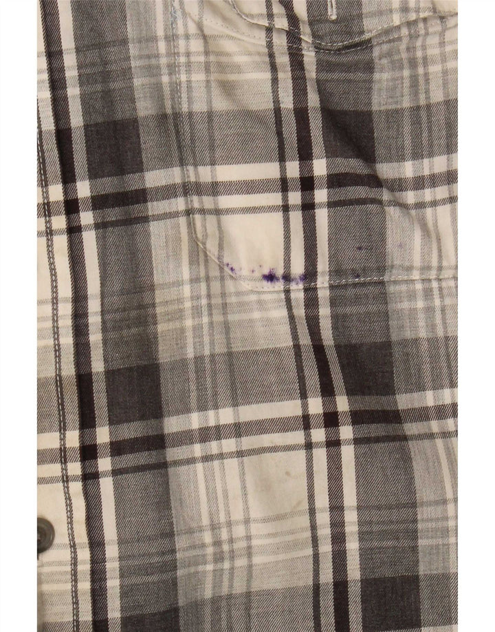 Chaps Mens Flannel Shirt Large Grey Check Cotton