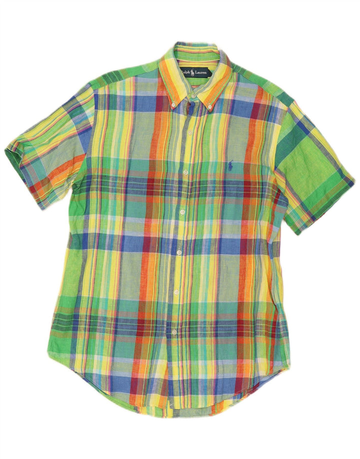 Ralph Lauren Mens Short Sleeve Shirt Medium Multicoloured Plaid Linen