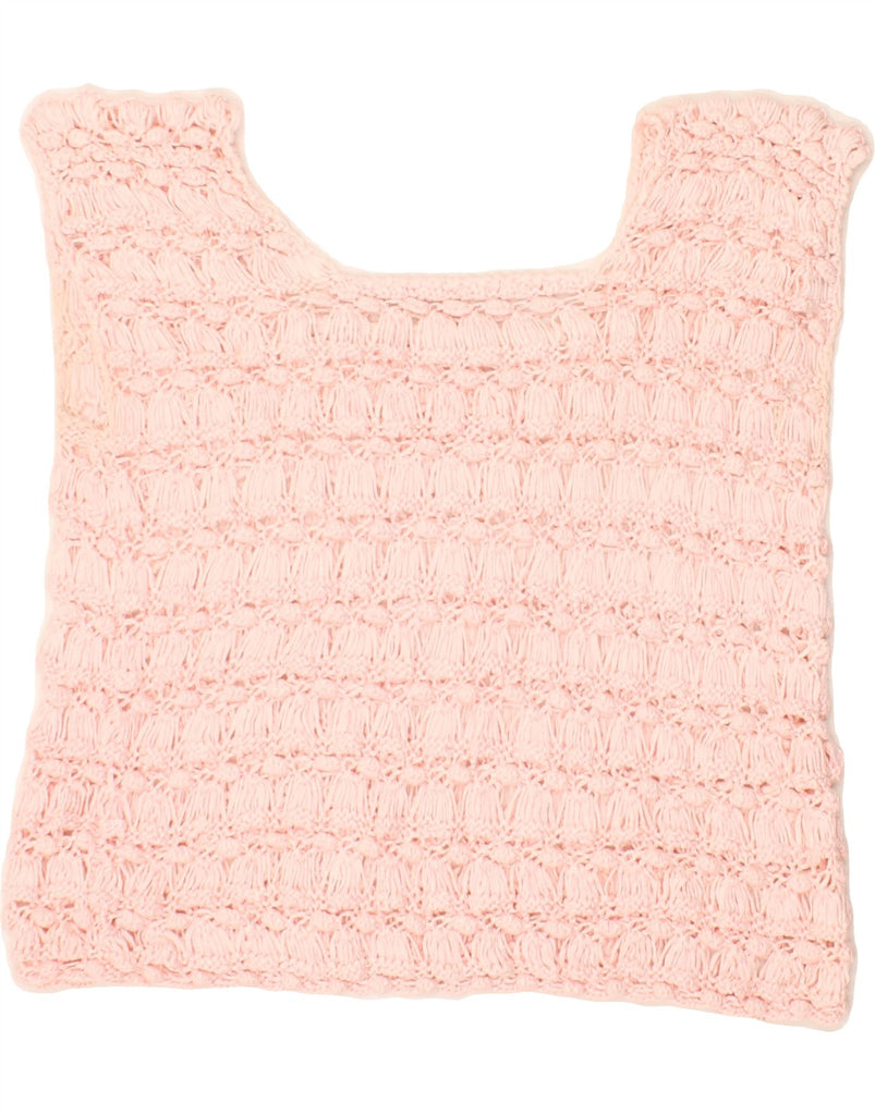 VINTAGE Womens Crochet Crop Top UK 10 Small Pink Vintage Vintage and Second-Hand Vintage from Messina Hembry 