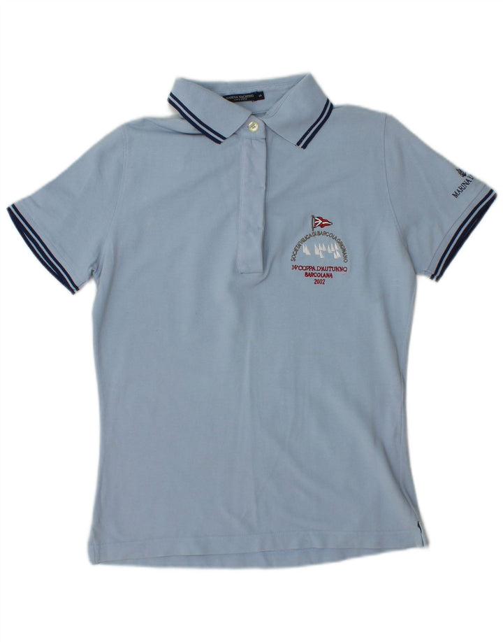 Marina Yachting Womens Graphic Polo Shirt UK 10 Small Blue Cotton