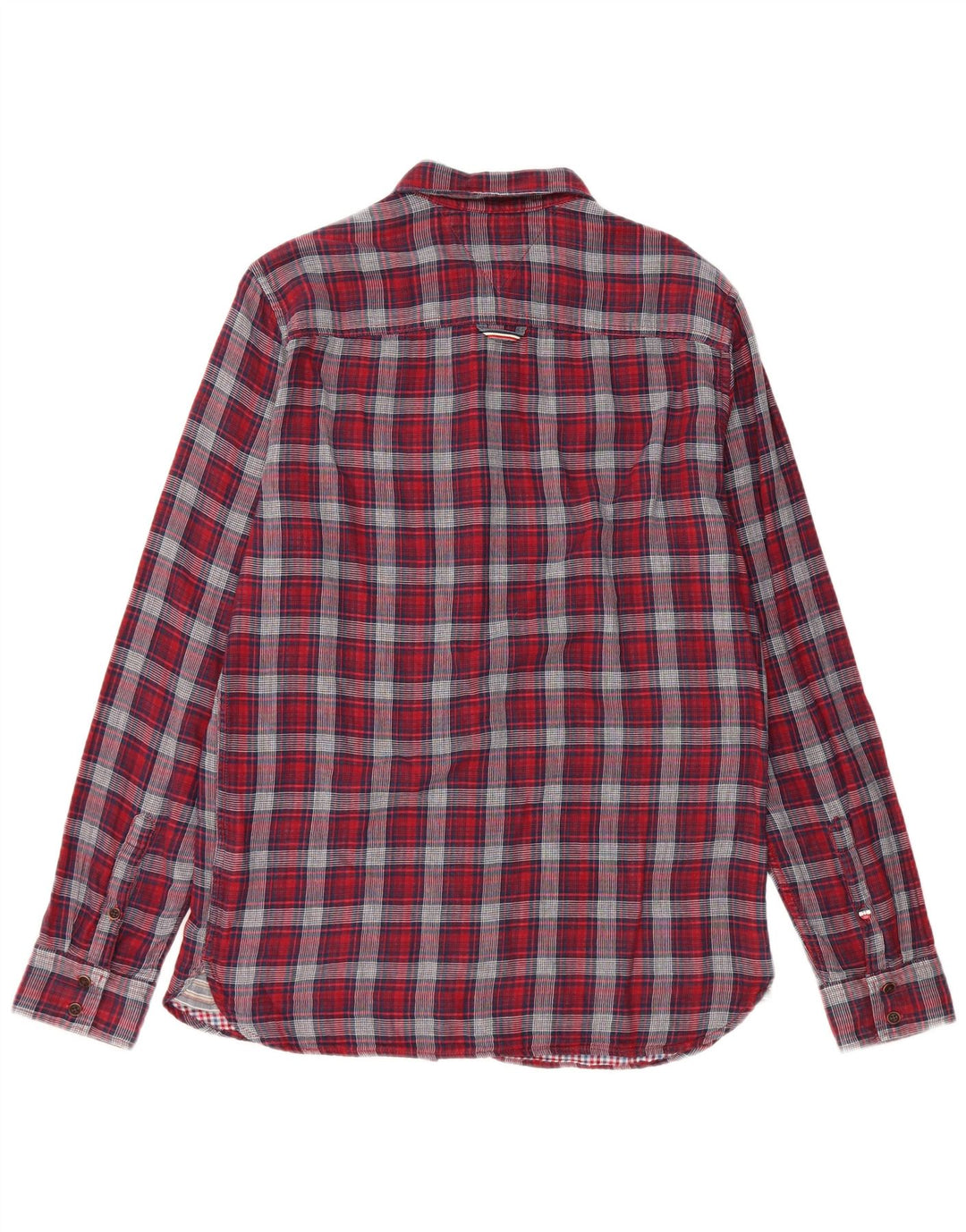 Tommy Hilfiger Mens Regular Fit Flannel Shirt Medium Red Check Cotton