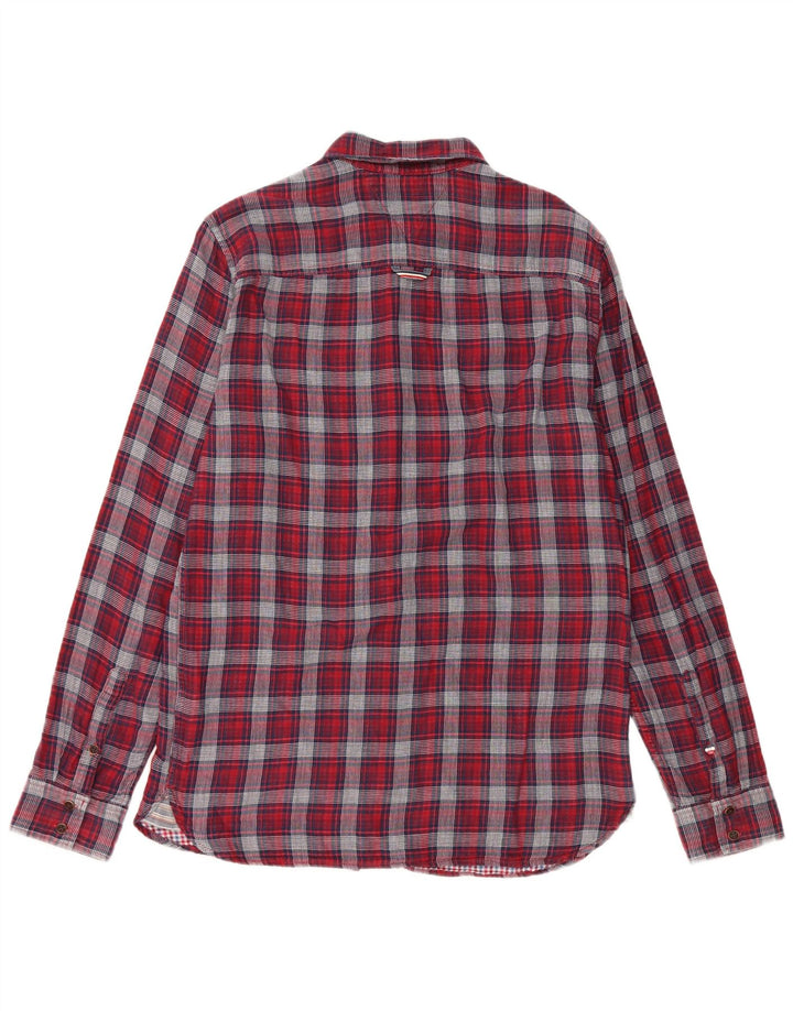 Tommy Hilfiger Mens Regular Fit Flannel Shirt Medium Red Check Cotton