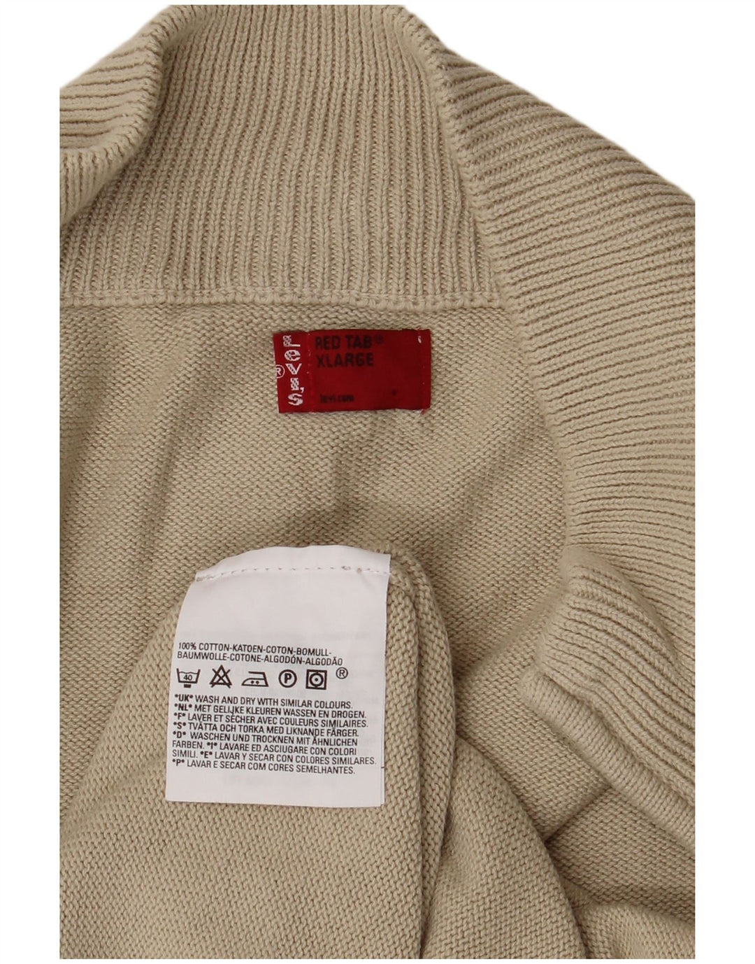 LEVI'S Mens Cardigan Sweater XL Beige Cotton
