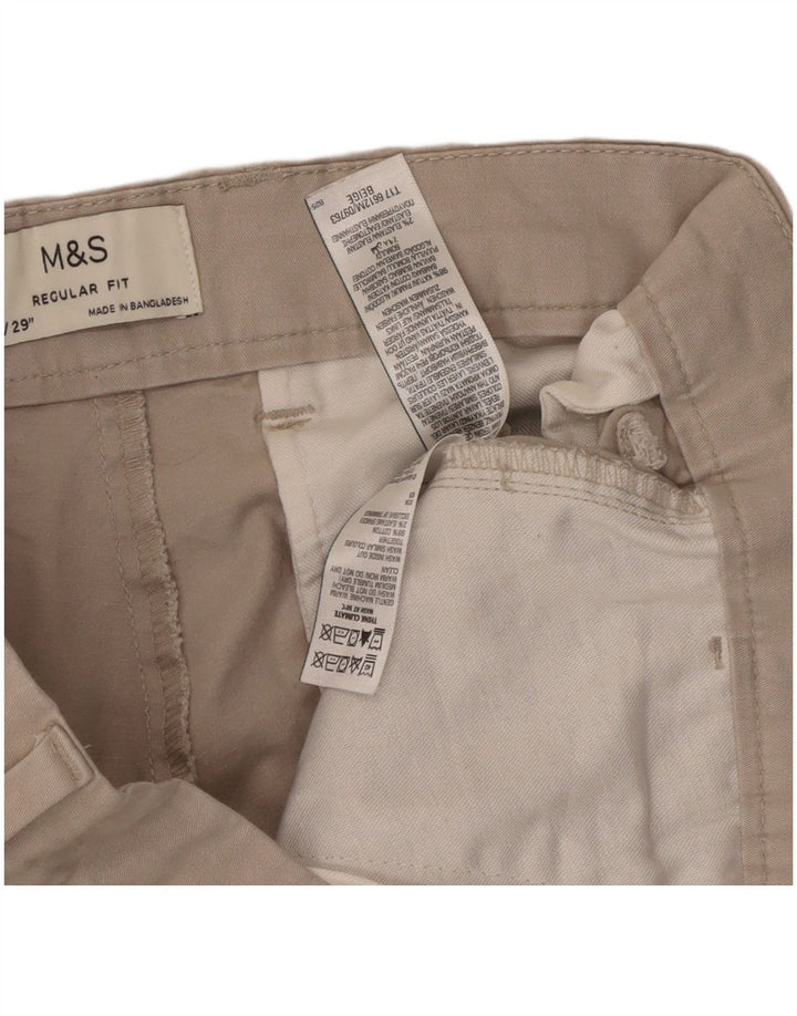 Marks & Spencer Mens Regular Fit Chino Trousers W32 L29 Beige Cotton
