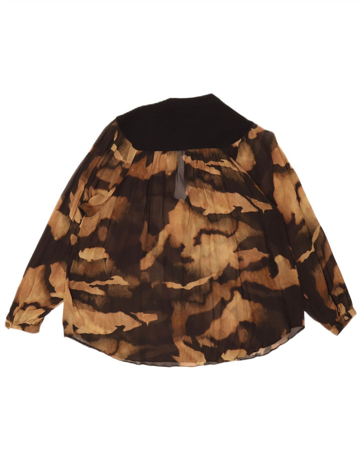 Massimo Dutti Womens See Through Top UK 14 Medium Brown Animal Print