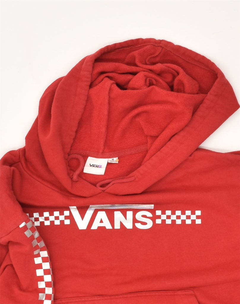 VANS Womens Crop Graphic Hoodie Jumper UK 14 Medium Red Cotton | Vintage Vans | Thrift | Second-Hand Vans | Used Clothing | Messina Hembry 