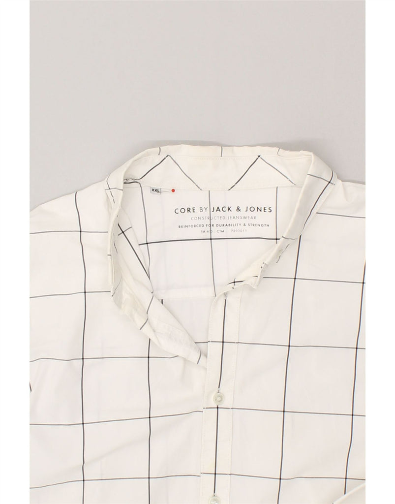 JACK & JONES Mens Shirt 2XL White Check Cotton | Vintage Jack & Jones | Thrift | Second-Hand Jack & Jones | Used Clothing | Messina Hembry 