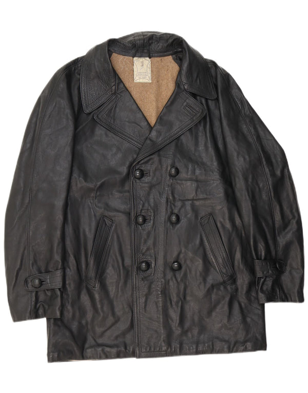 Vintage Mens Leather Jacket UK 38 Medium Black Leather