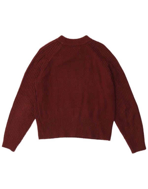 Marks & Spencer Womens Crew Neck Jumper Sweater UK 10 Small Burgundy