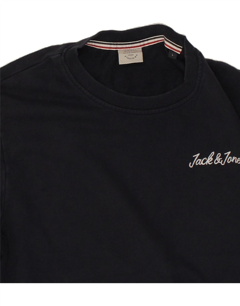 JACK & JONES Mens Sweatshirt Jumper Large Navy Blue Cotton | Vintage Jack & Jones | Thrift | Second-Hand Jack & Jones | Used Clothing | Messina Hembry 