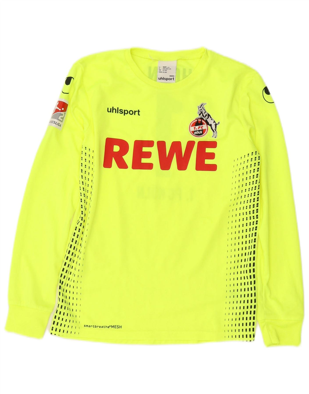 UHLSPORT Boys FC Koln Graphic Top Long Sleeve 13-14 Years Green Polyester
