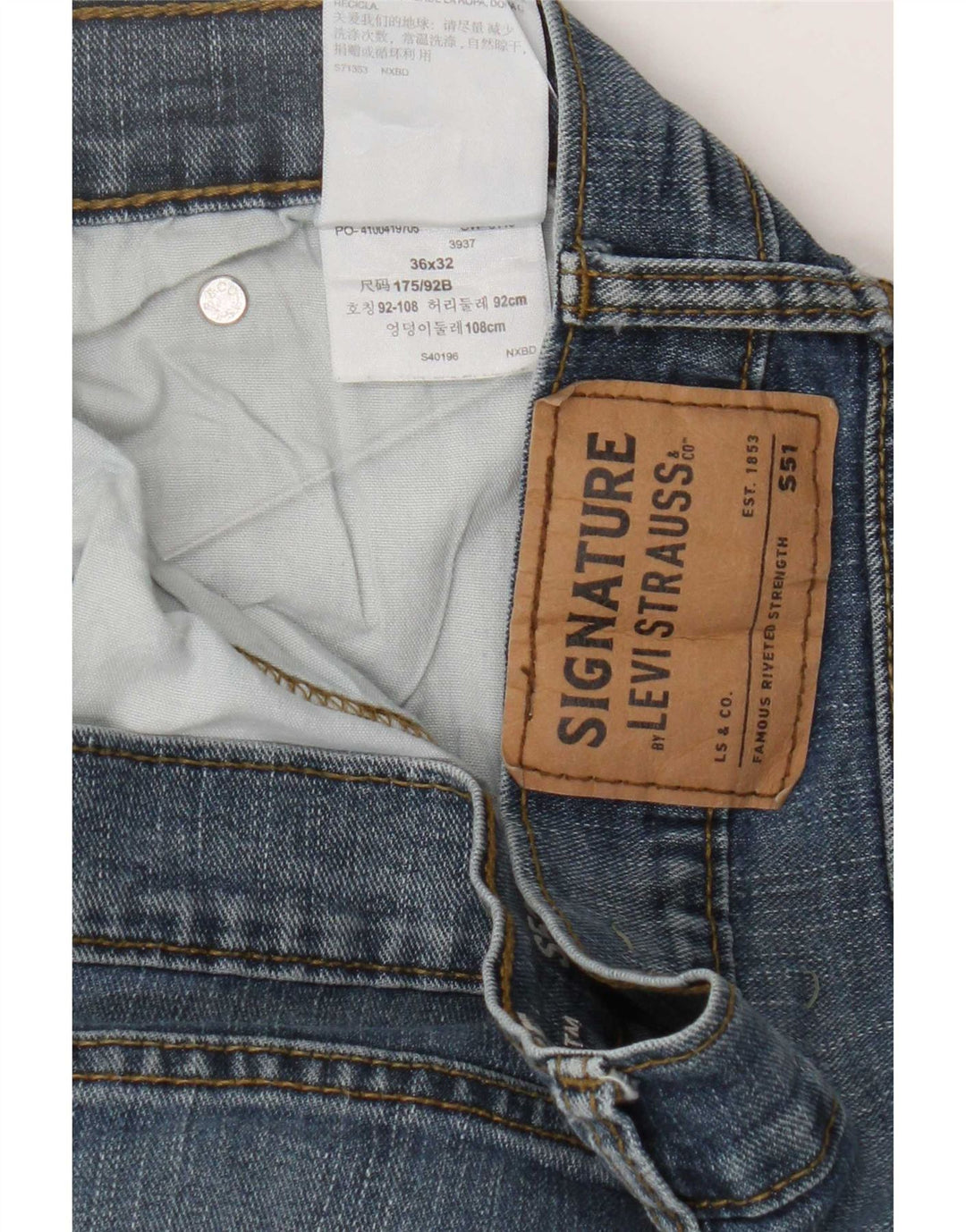 Levi's Mens Signature Straight Jeans W36 L32 Blue Cotton