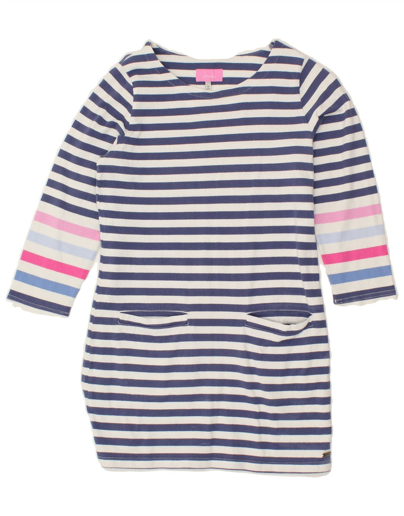 JOULES Womens 3/4 Sleeve T-Shirt Dress UK 8 Small Navy Blue Striped Cotton | Vintage Joules | Thrift | Second-Hand Joules | Used Clothing | Messina Hembry 