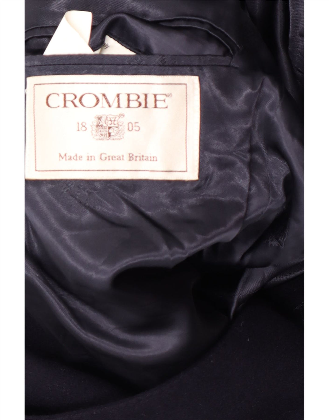 CROMBIE Mens Overcoat UK 40 Large Navy Blue New Wool Classic