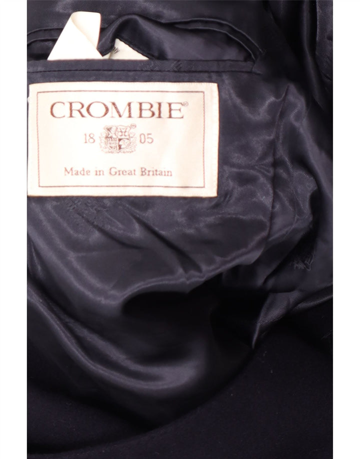 CROMBIE Mens Overcoat UK 40 Large Navy Blue New Wool Classic