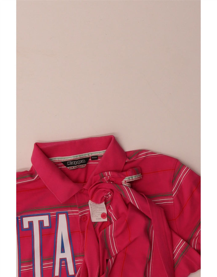 KAPPA Mens Italia Graphic Polo Shirt 2XL Pink Striped Cotton