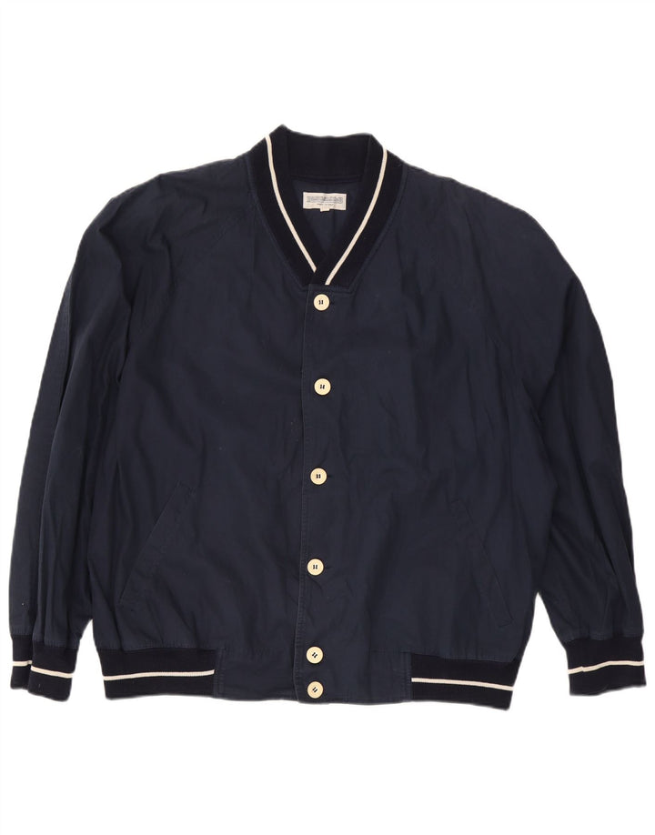 Pancaldi & B Mens Bomber Jacket IT 54 2XL Navy Blue Cotton
