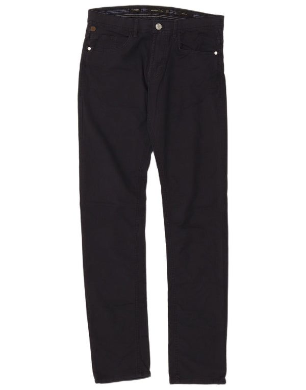 Massimo Dutti Mens Slim Fit Casual Trousers EU 38 Small W30 L32 Navy Blue