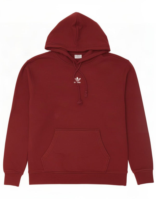 Adidas Womens Hoodie Jumper UK 12 Medium Burgundy Cotton