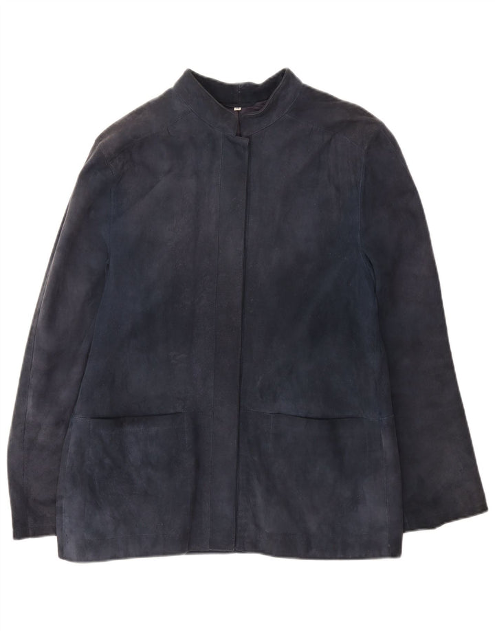 Umberto Olivieri Womens Suede Jacket IT 46 Large Navy Blue