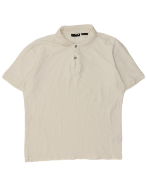 Fila Mens Polo Shirt Medium White Cotton